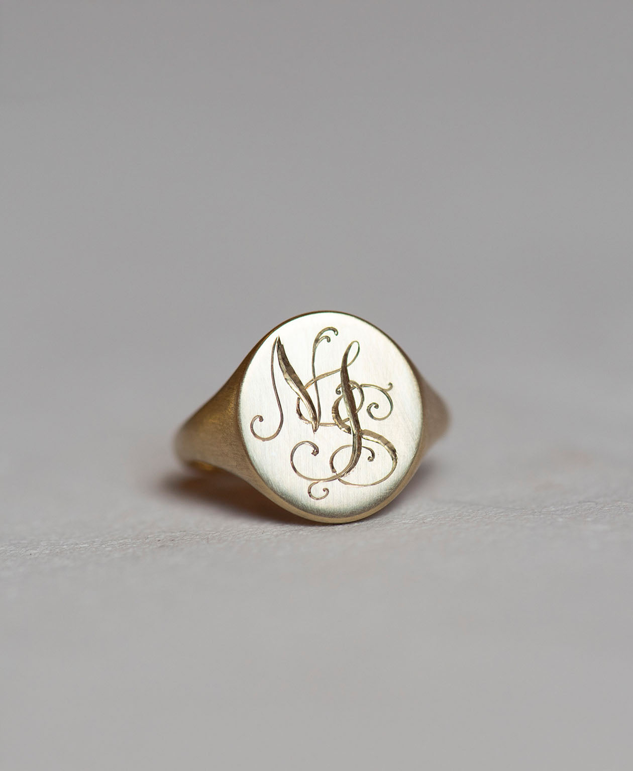 Classic Brushed Signet Ring - 9k Yellow Gold | Zoë & Morgan NZ