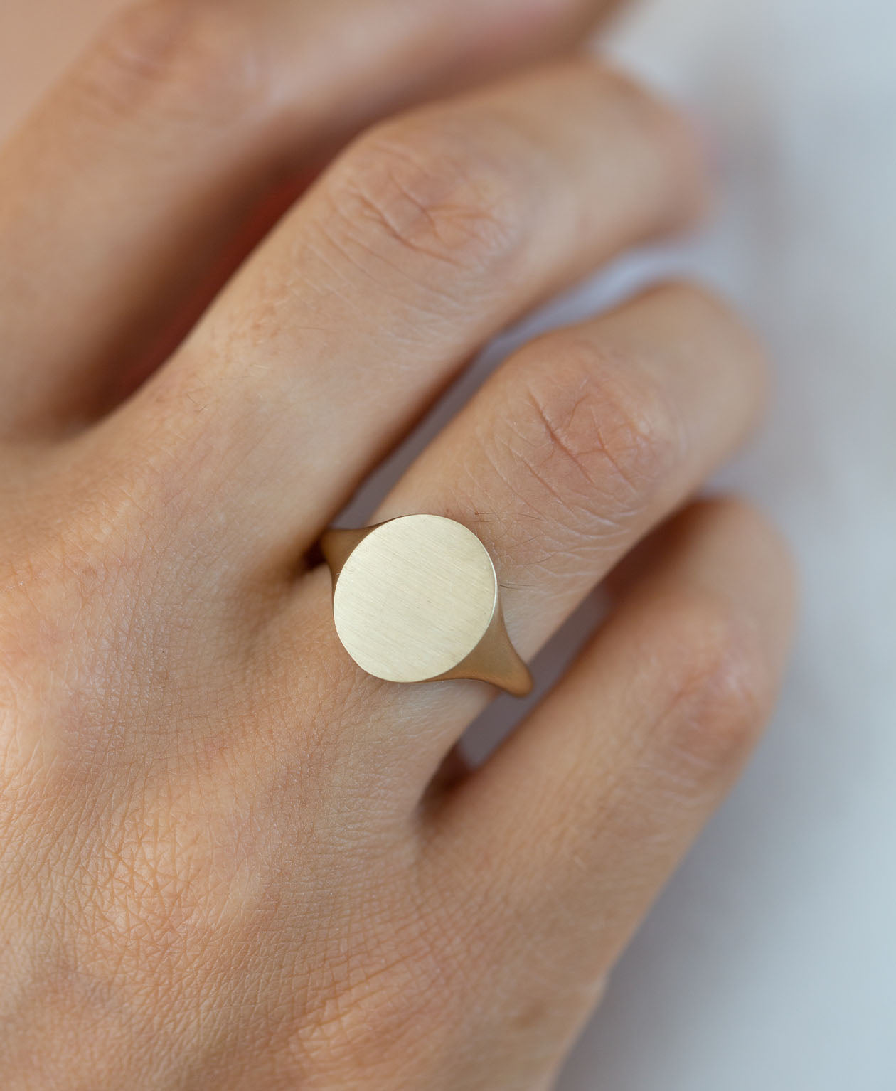 Classic Brushed Signet - 9k Yellow Gold