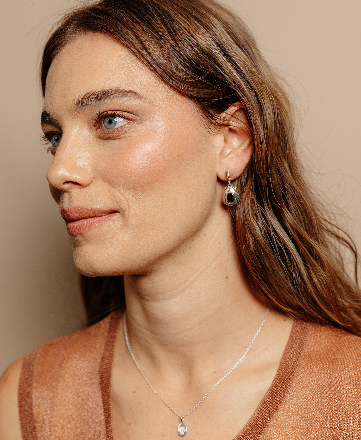 Cordelia Earrings - 925 Sterling Silver, Rhodolite Garnet