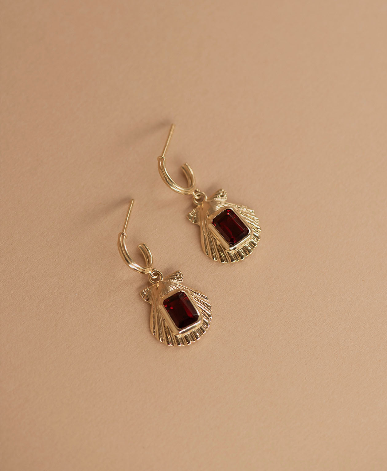 Cordelia Earrings - 22k Gold Vermeil, Rhodolite Garnet