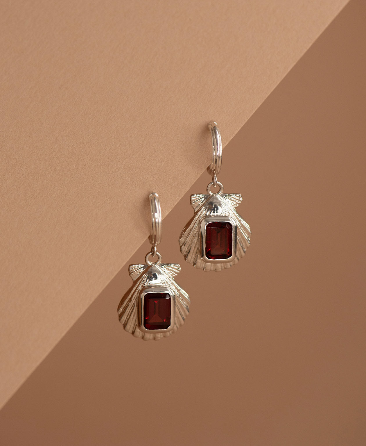 Cordelia Earrings - 925 Sterling Silver, Rhodolite Garnet