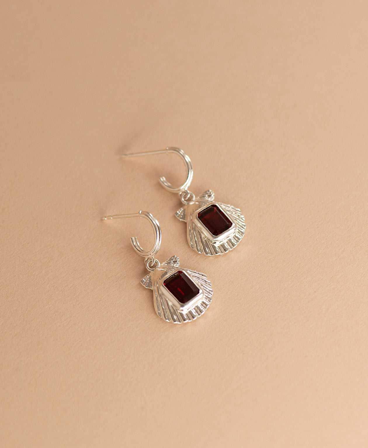 Cordelia Earrings - 925 Sterling Silver, Rhodolite Garnet