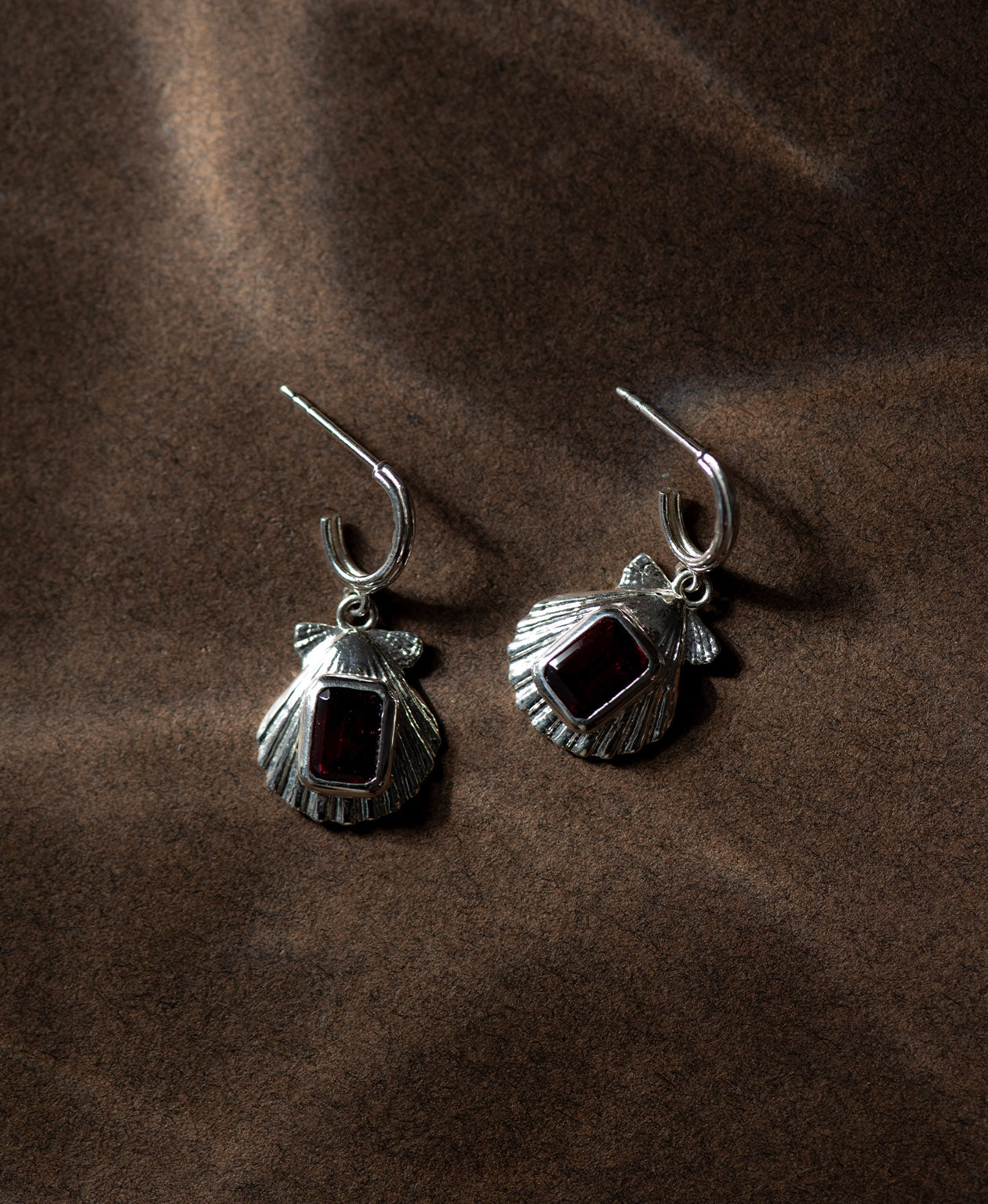 Cordelia Earrings - 925 Sterling Silver, Rhodolite Garnet