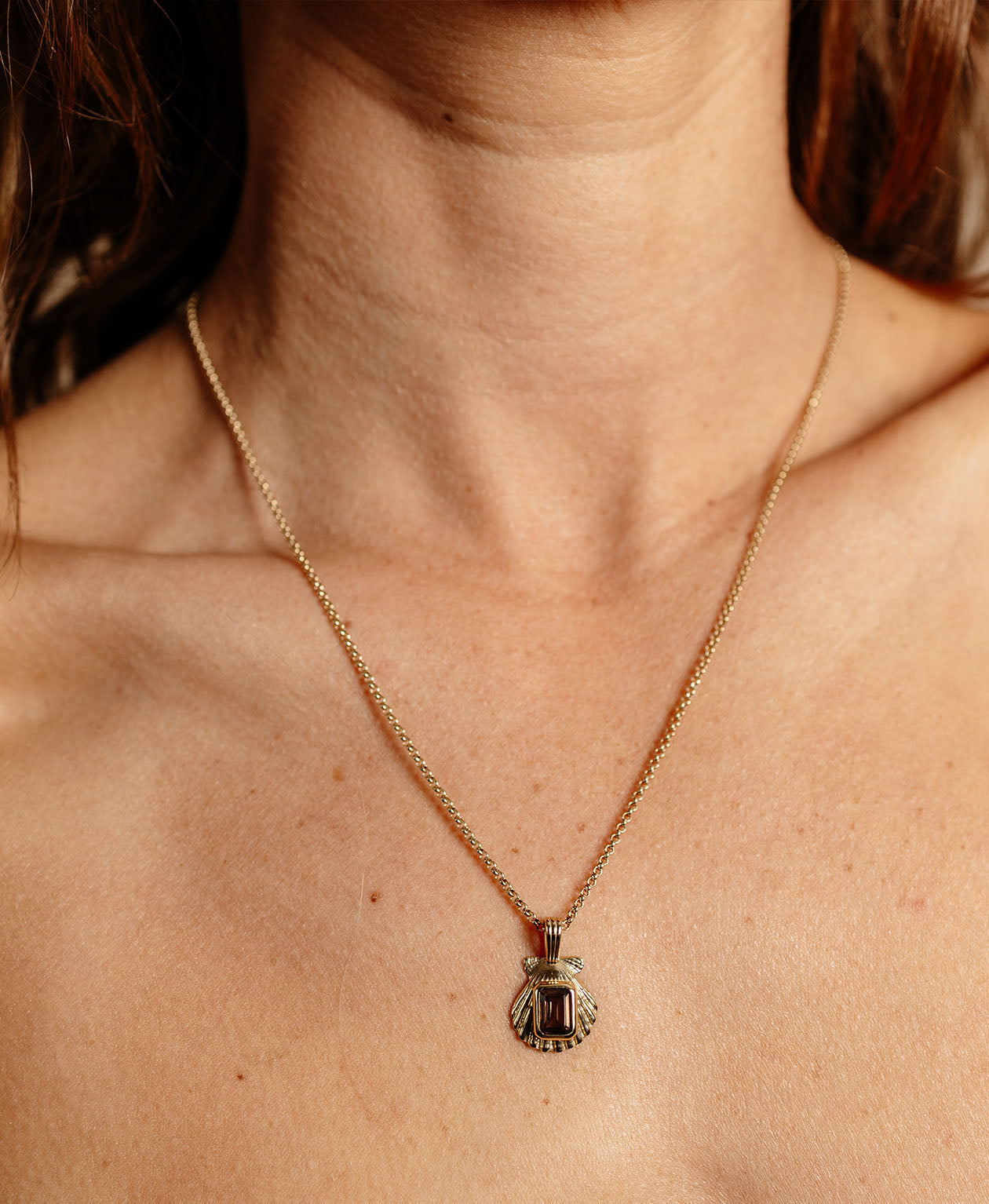 Cordelia Necklace - 22k Gold Vermeil, Smoky Quartz