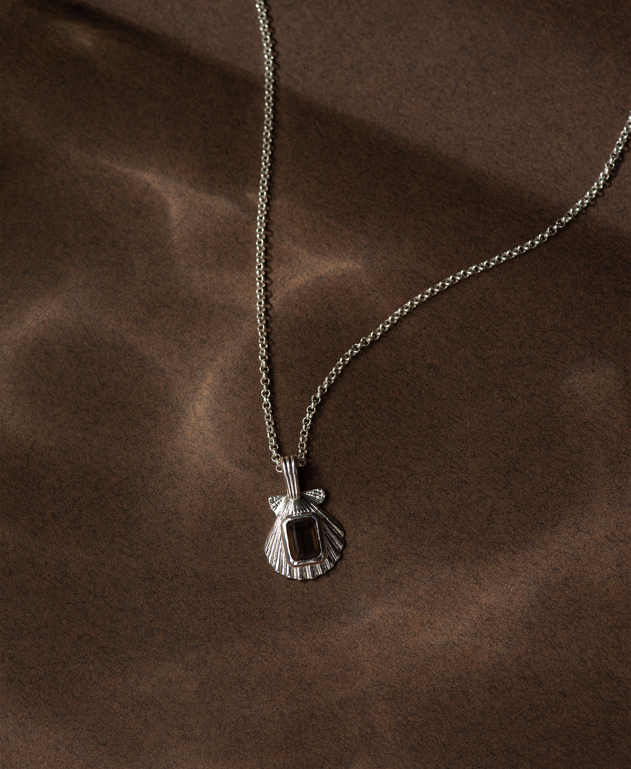 Cordelia Necklace - 925 Sterling Silver, Smoky Quartz