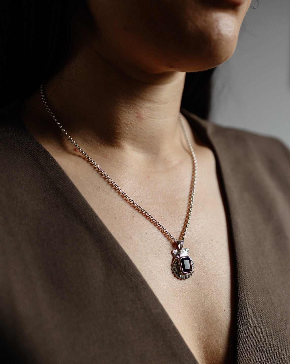 Alara Necklace - 925 Sterling Silver, Smoky Quartz