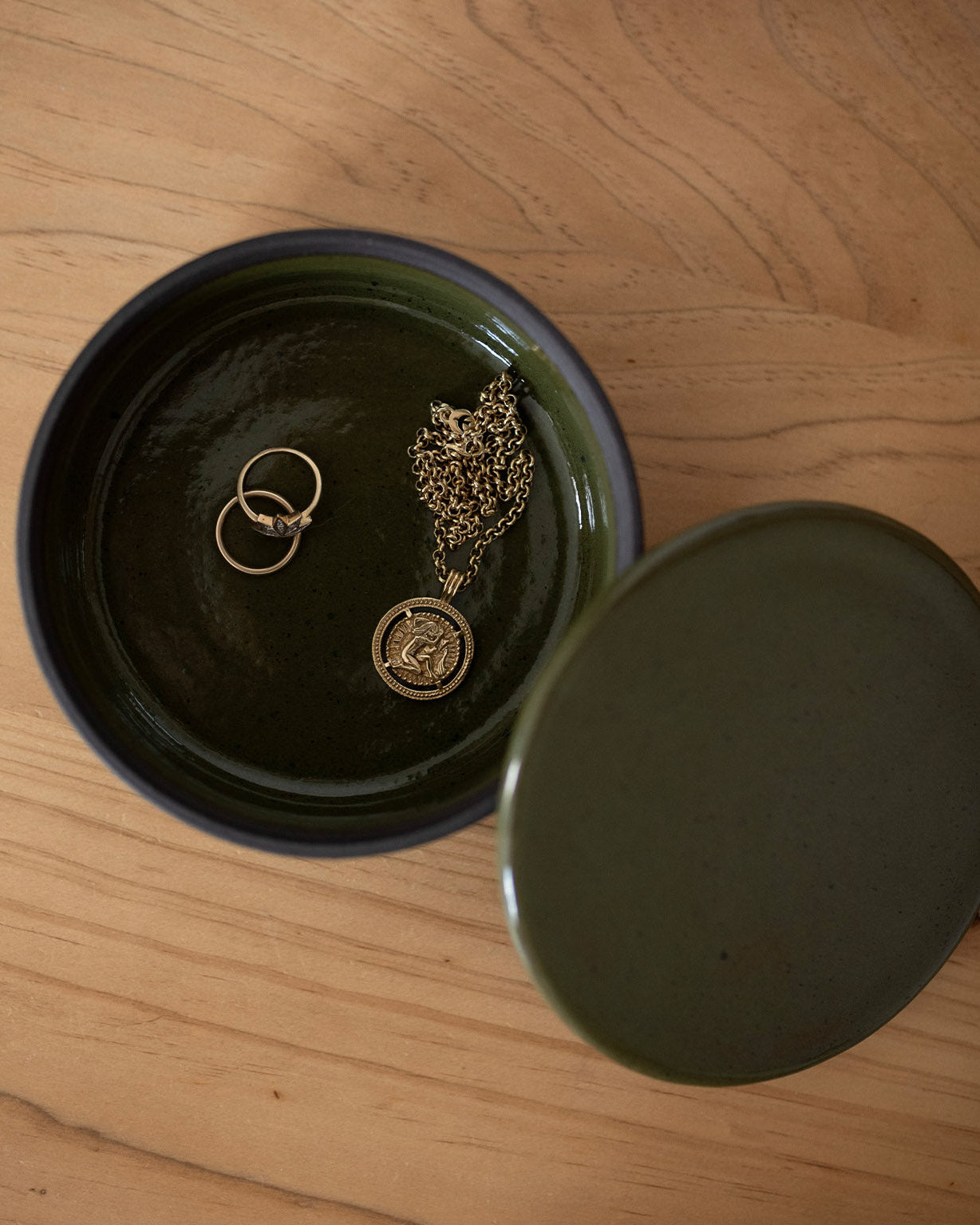 Ceramic Jewellery Box - Manuka Green