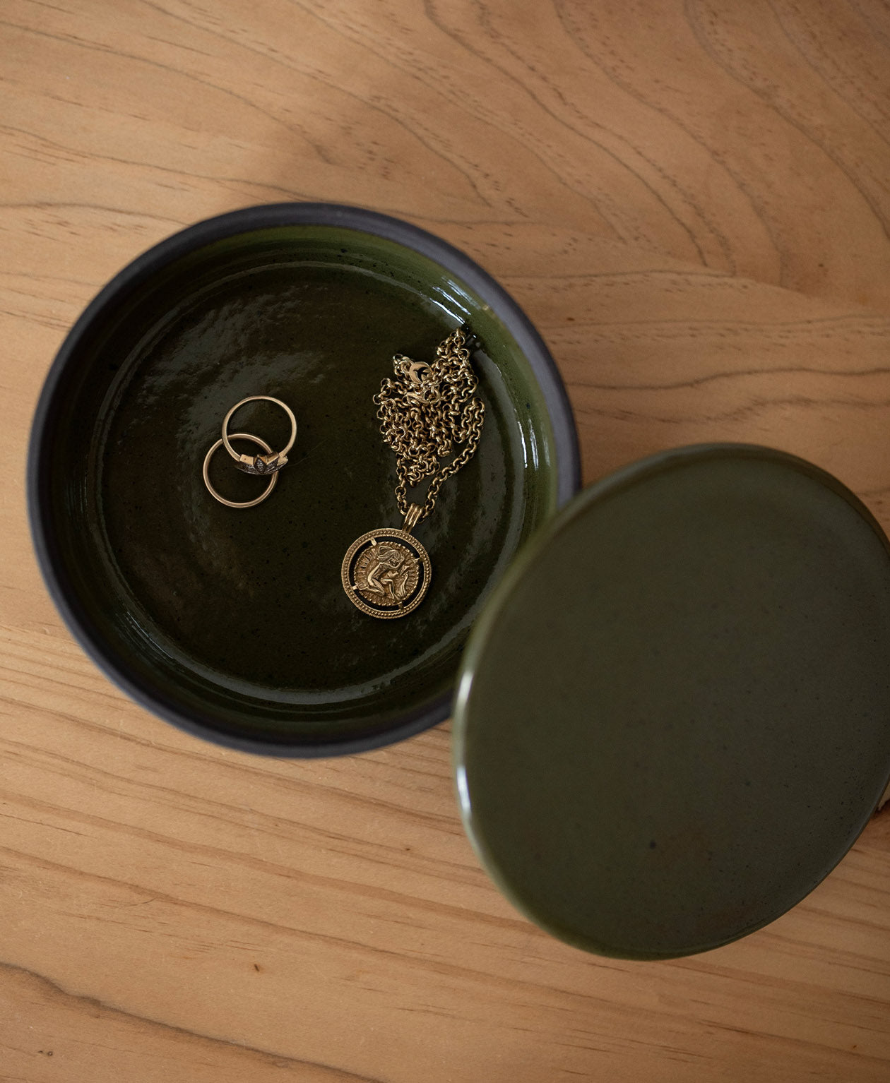Ceramic Jewellery Box - Manuka Green