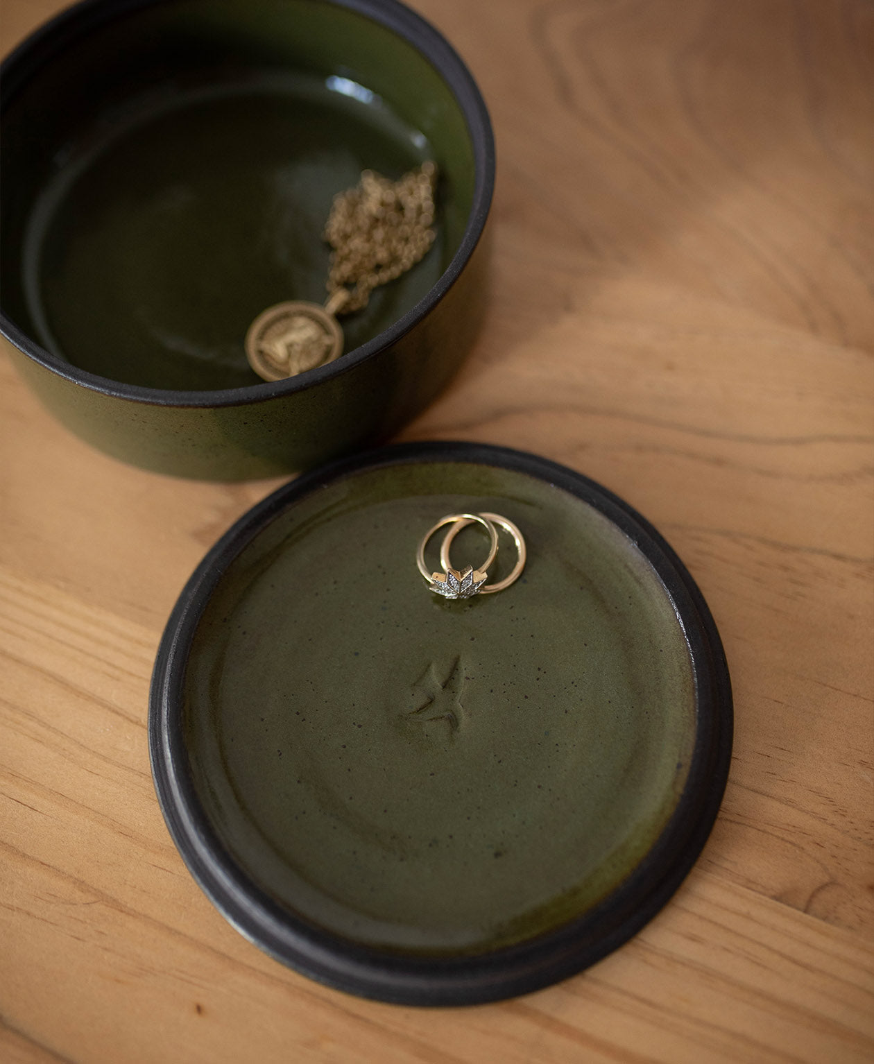 Ceramic Jewellery Box - Manuka Green