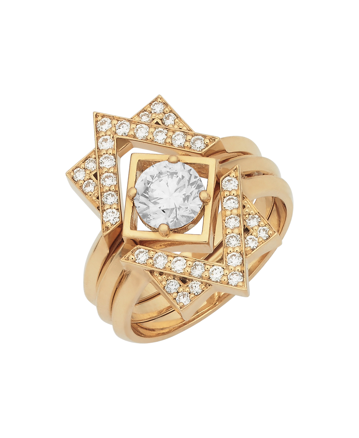 Deco Wedding Band - 18k Yellow Gold, Diamond
