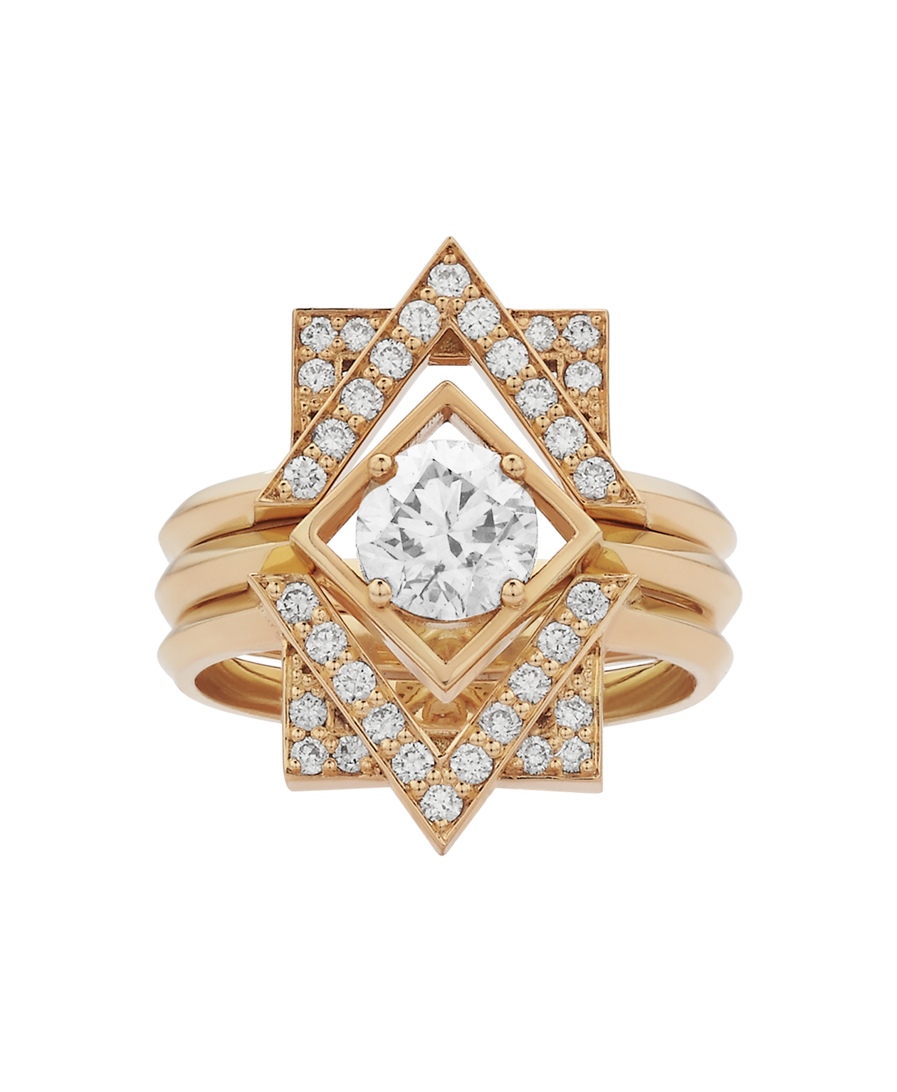 Deco Wedding Band - 18k Yellow Gold, Diamond