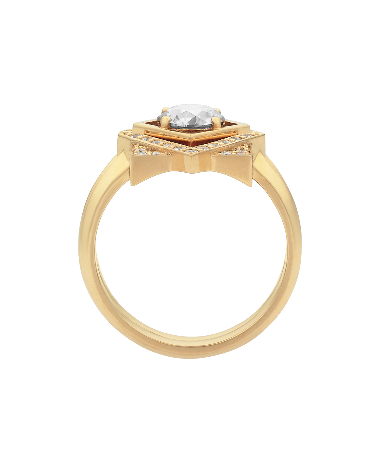 Deco Wedding Band - 18k Yellow Gold, Diamond