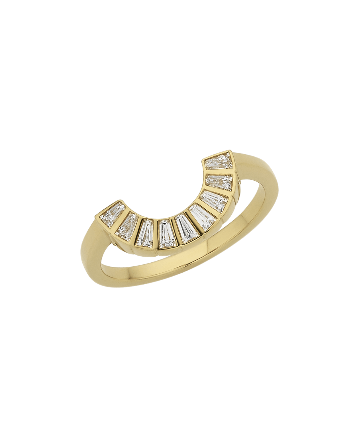 Deco Sun Band - 18k Yellow Gold, Tapered Baguette Cut Diamond 0.29 carat