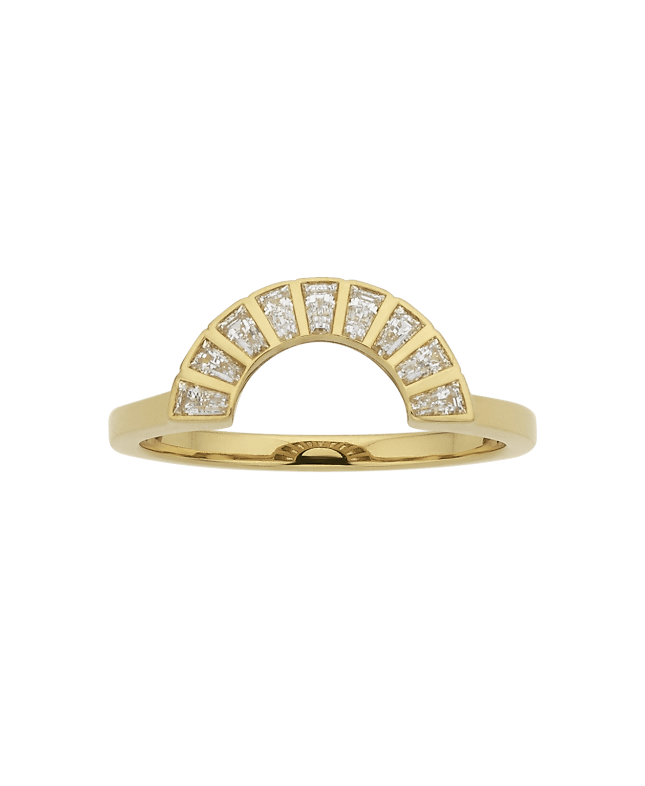 Deco Sun Band - 18k Yellow Gold, Tapered Baguette Cut Diamond 0.29 carat