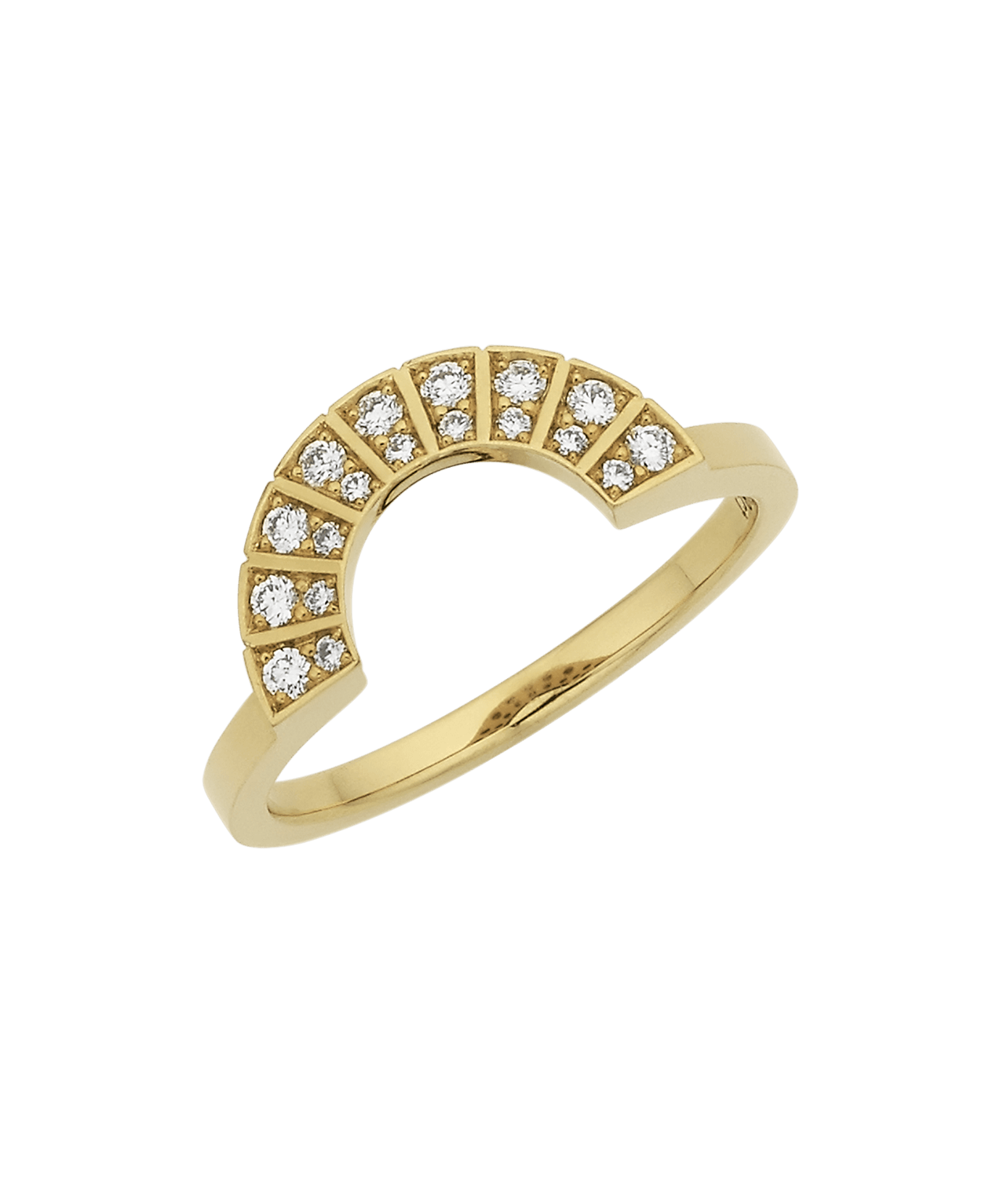 Deco Sun Band - 18k Yellow Gold, Round Brilliant Cut Diamond 0.18 carat