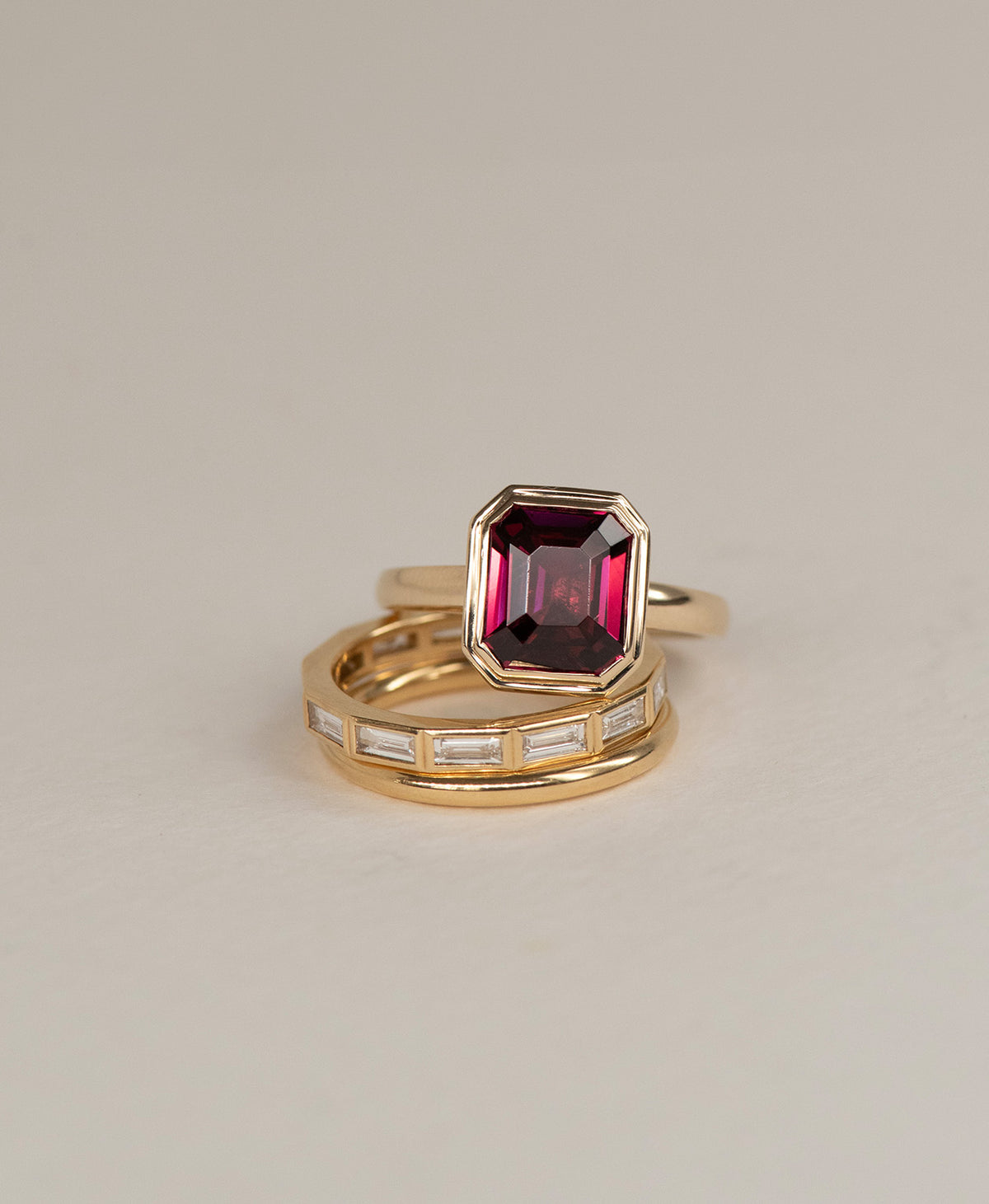 Delphine Engagement Ring - 9k Yellow Gold, Cushion Cut Garnet 3.99 carat