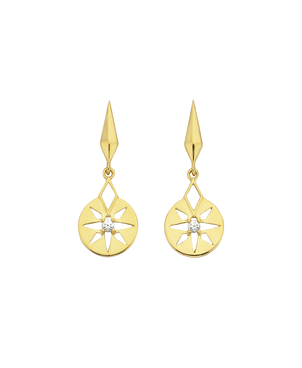 Eclipse Earrings - 22k Gold Vermeil, White Zircon