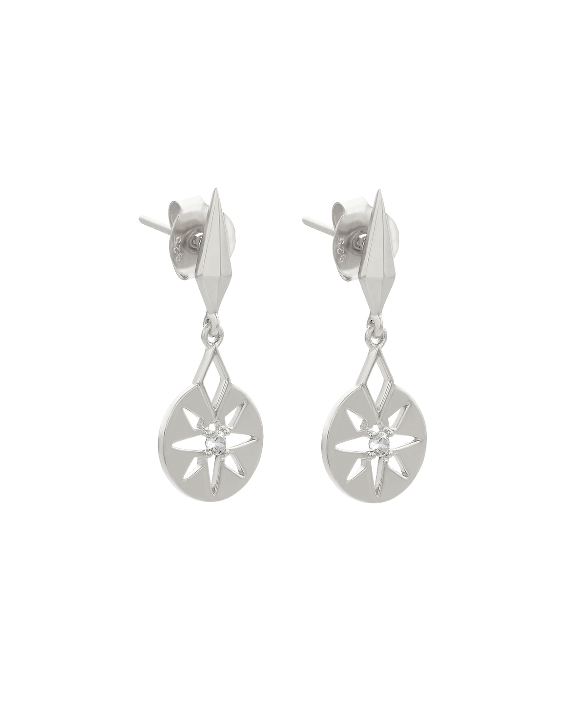 Eclipse Earrings - 925 Sterling Silver, White Zircon | Zoë & Morgan NZ