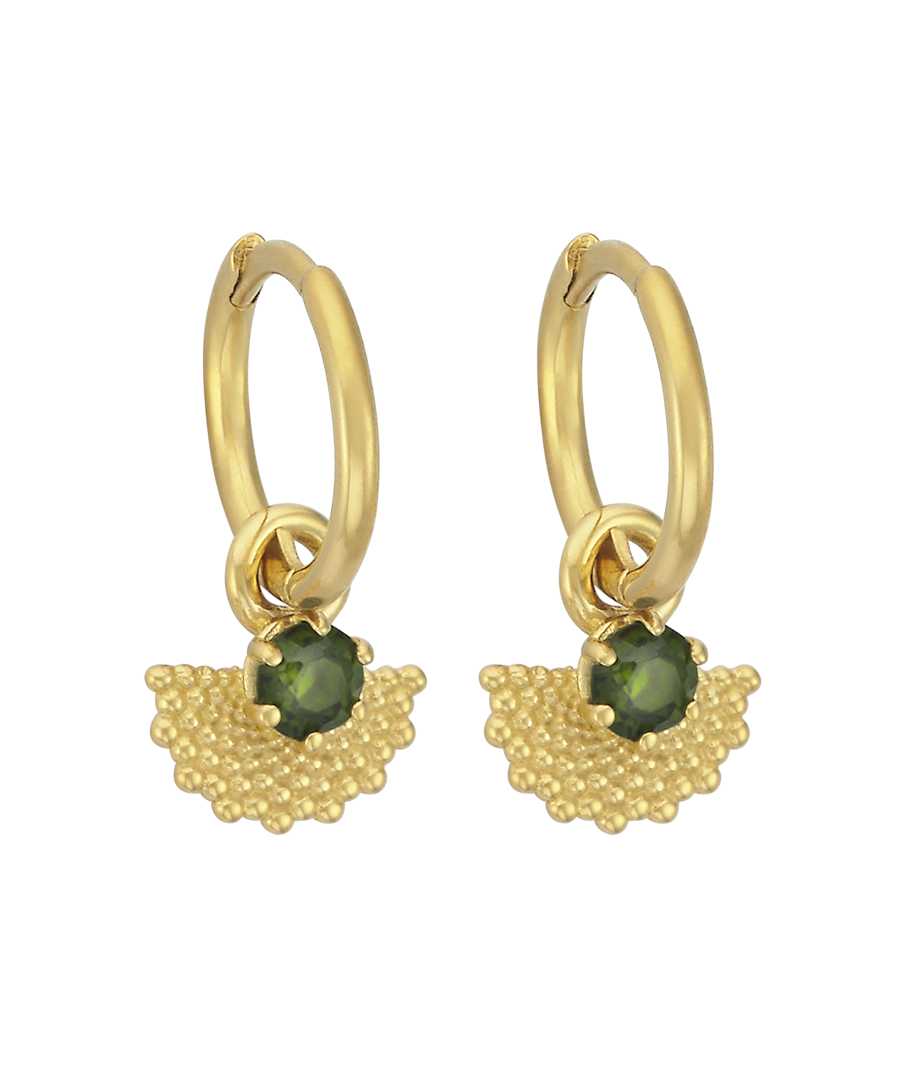 Eos Earrings - 22k Gold Vermeil, Chrome Diopside