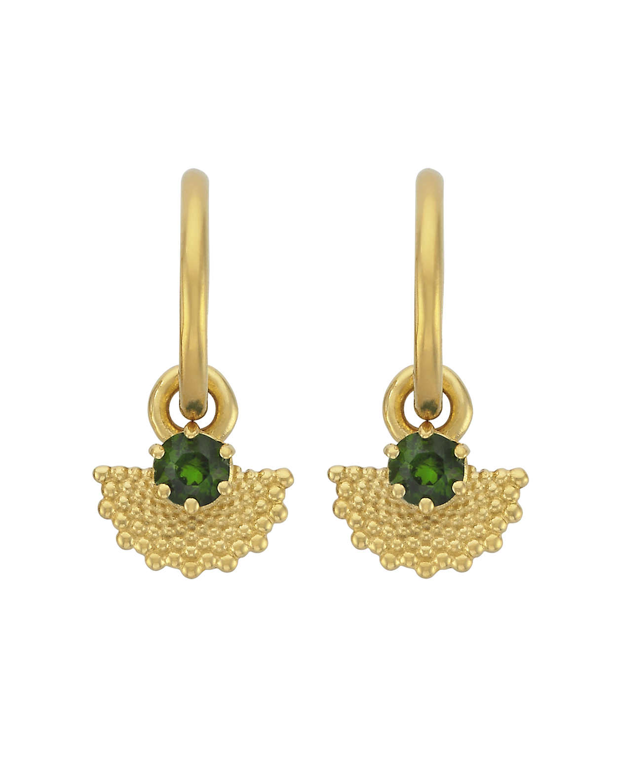Eos Earrings - 22k Gold Vermeil, Chrome Diopside