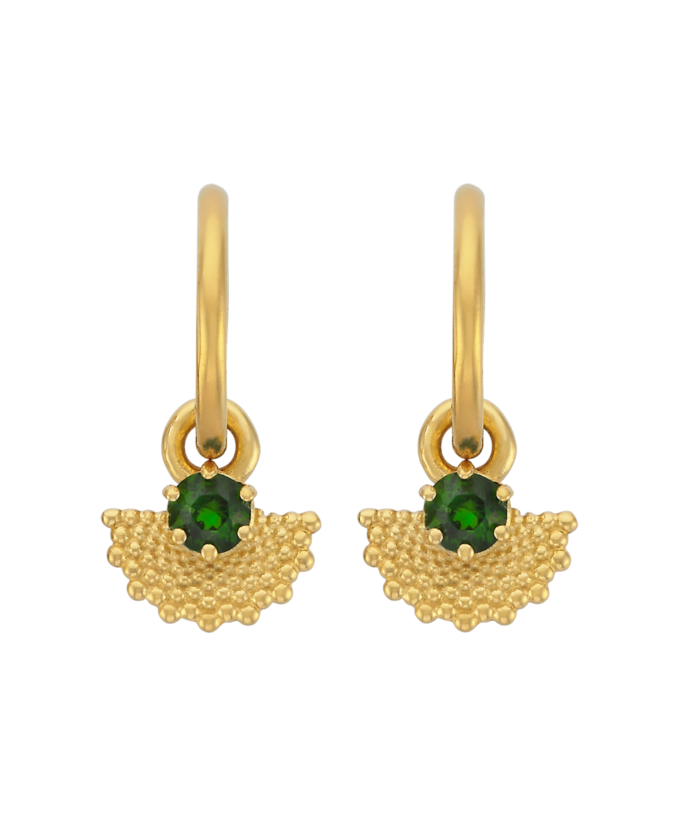 Eos Earrings - 22k Gold Vermeil, Chrome Diopside