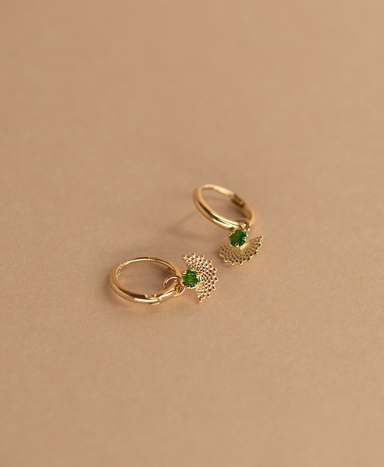 Eos Earrings - 22k Gold Vermeil, Chrome Diopside