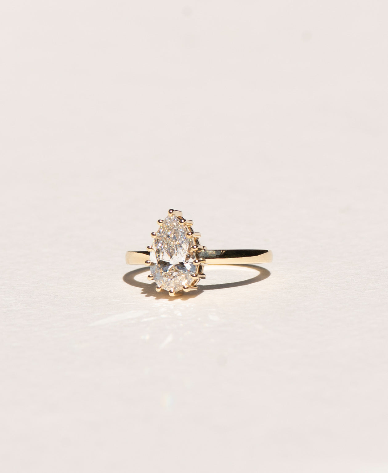 Eros Engagement Ring - 18k Yellow Gold, Pear Cut Lab Grown Diamond 1.50 carat