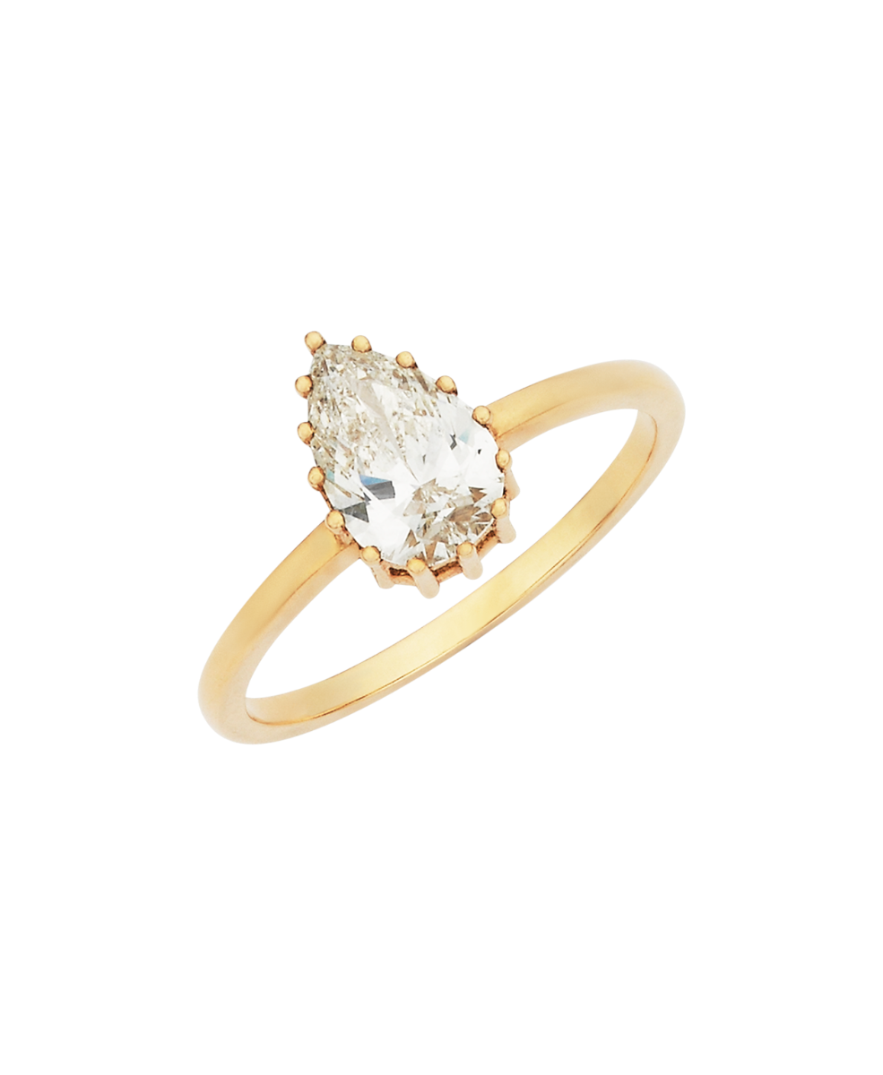 Eros Engagement Ring - 18k Yellow Gold, Pear Cut Diamond 1.0 carat