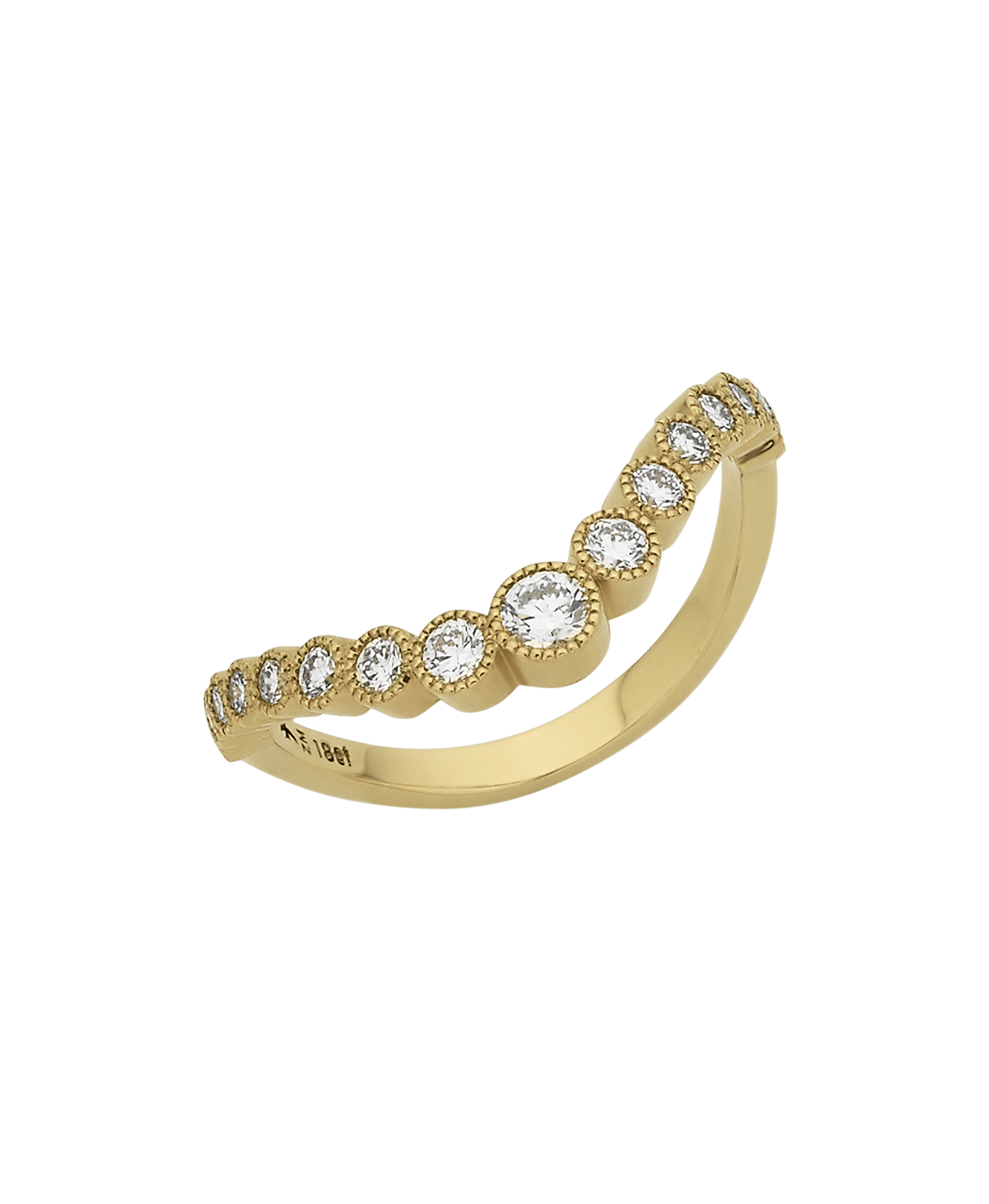 Eternal Tide Band - 18k Yellow Gold, Beaded Bezel Set Diamond