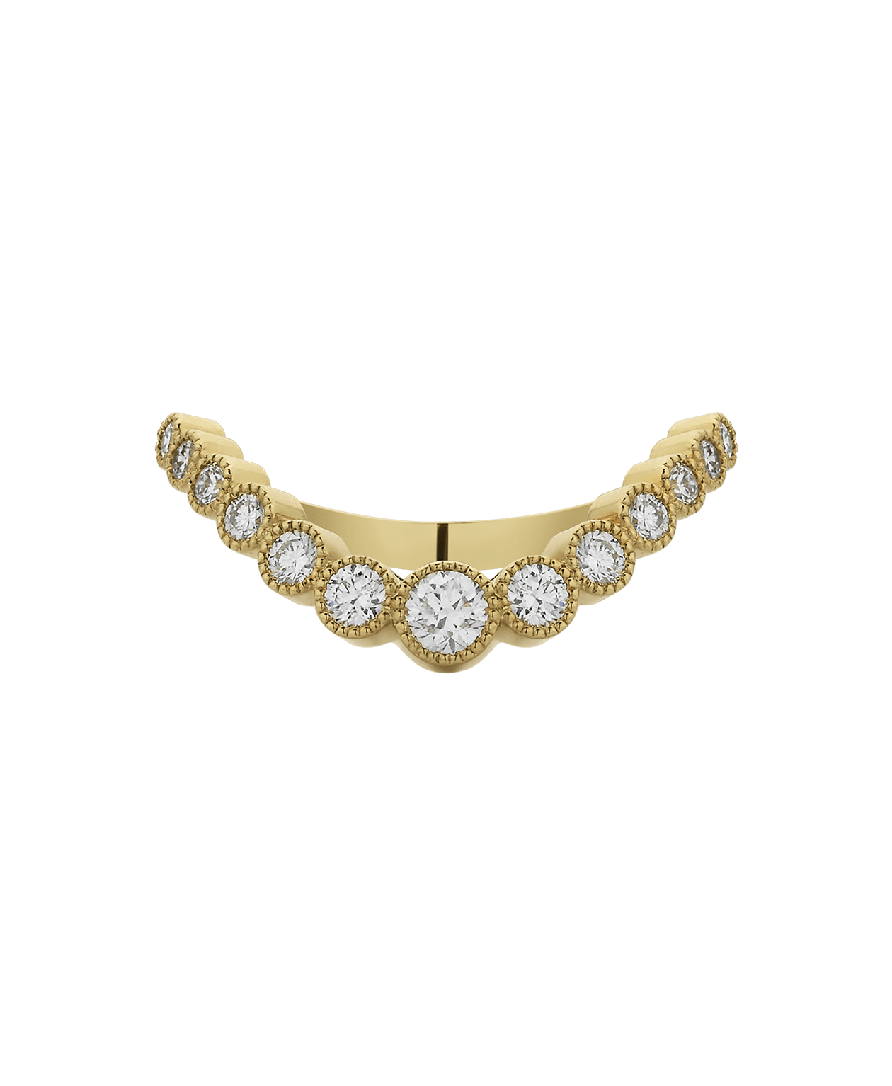 Eternal Tide Band - 18k Yellow Gold, Beaded Bezel Set Diamond