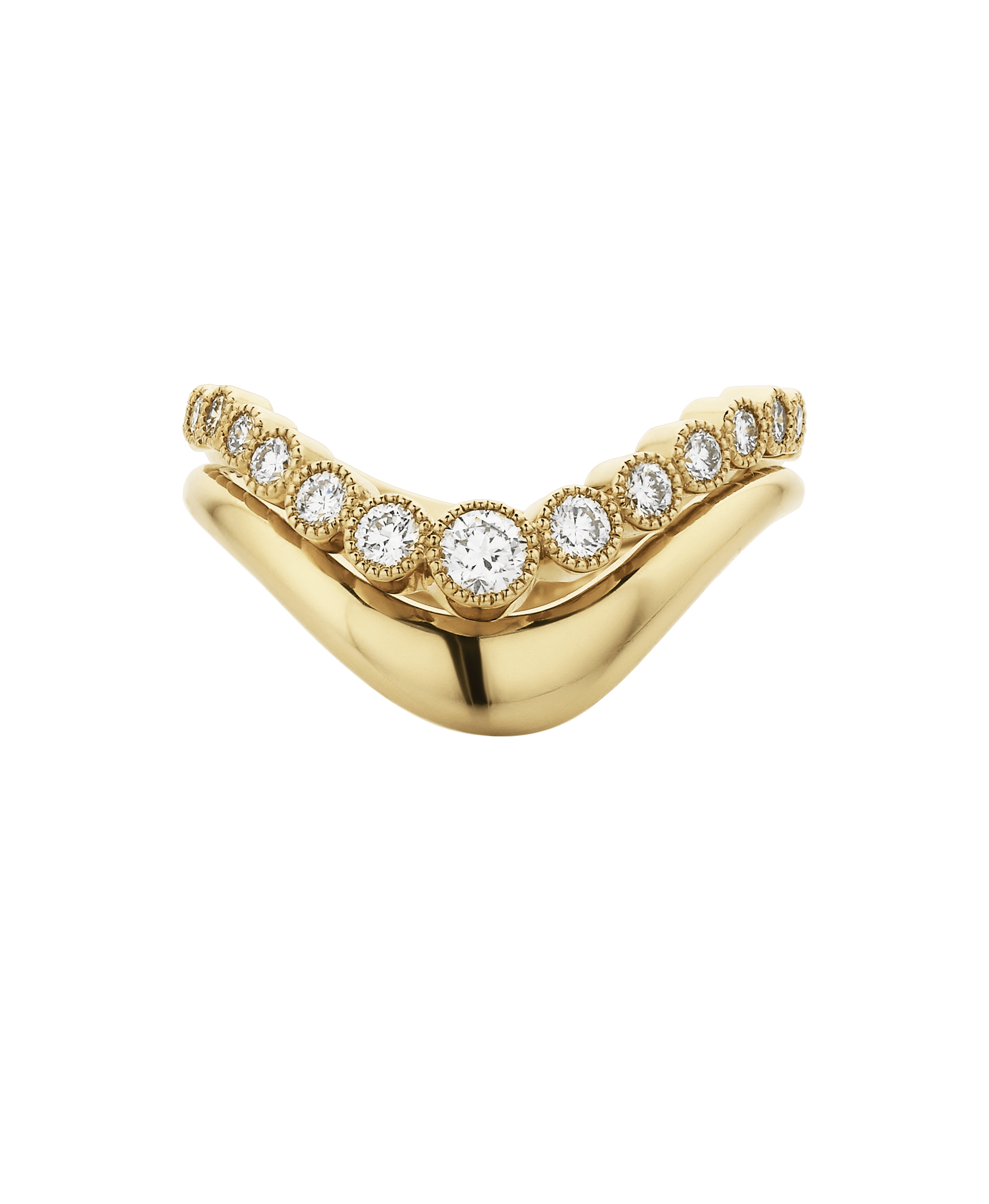 Eternal Tide Band - 18k Yellow Gold, Beaded Bezel Set Diamond