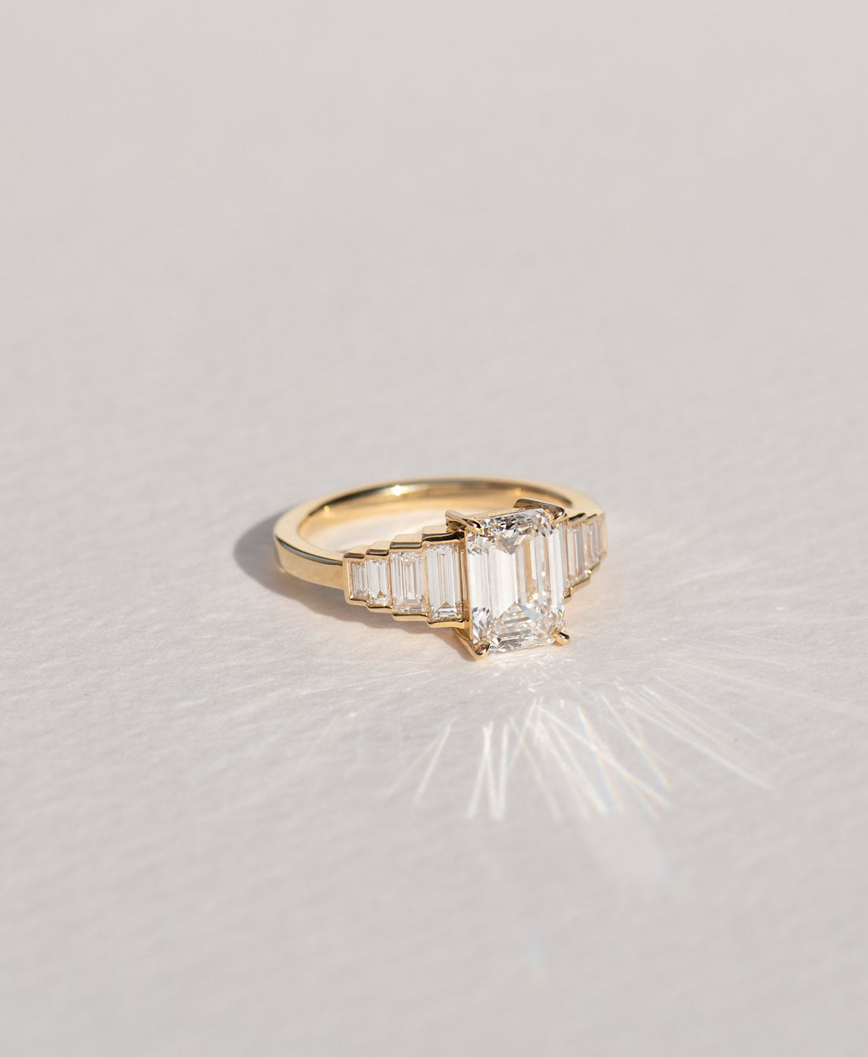 Fides Engagement Ring - 18k Yellow Gold, Emerald Cut Lab Grown Diamond 2.0 carat