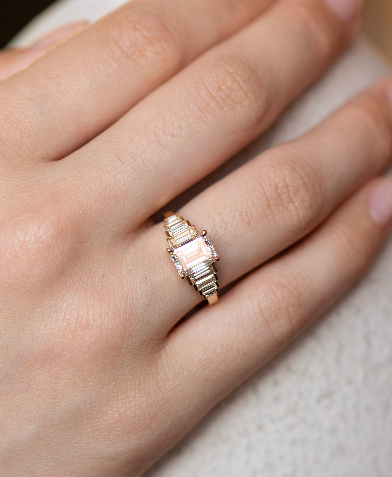 Fides Engagement Ring - 18k Yellow Gold, Emerald Cut Lab Grown Diamond 2.0 carat