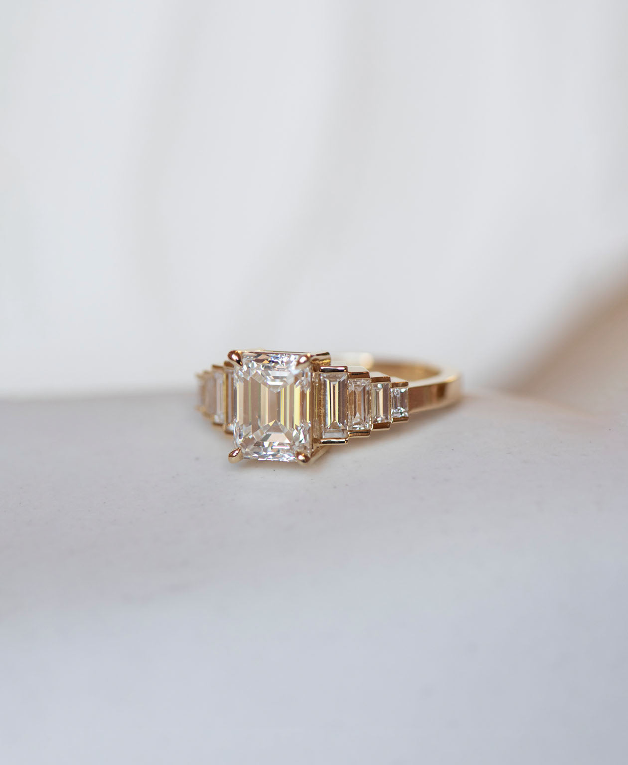 Fides Engagement Ring - 18k Yellow Gold, Emerald Cut Diamond 2.0 carat