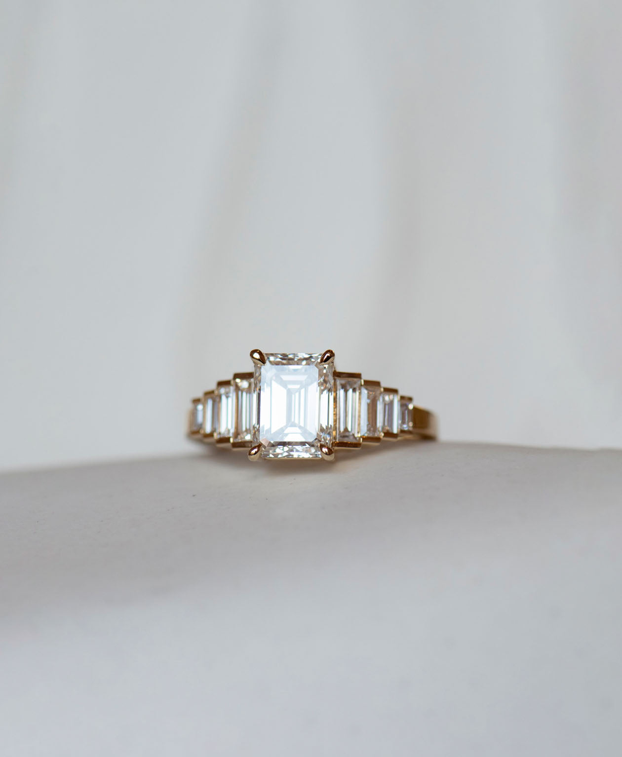 Fides Engagement Ring - 18k Yellow Gold, Emerald Cut Diamond 2.0 carat