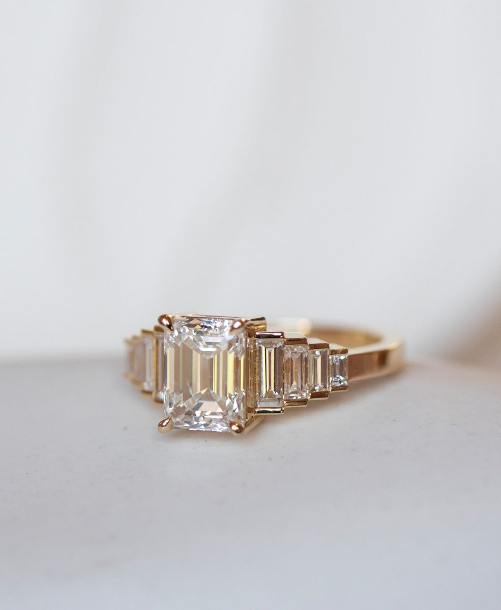 Fides Engagement Ring - 18k Yellow Gold, Emerald Cut Diamond 2.0 carat