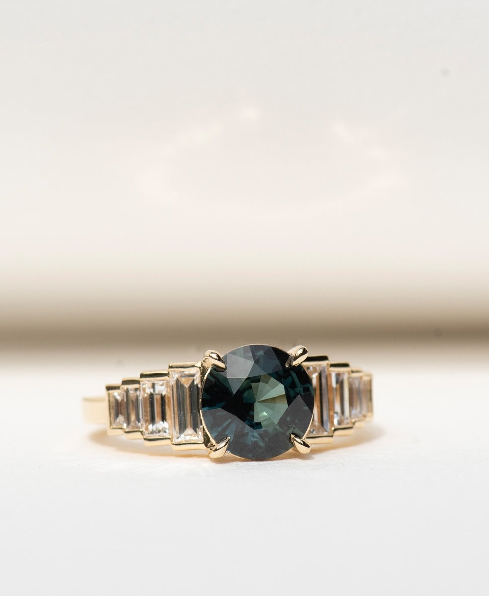 Fides Engagement Ring - 18k Yellow Gold, Green Sapphire 1.84 carat