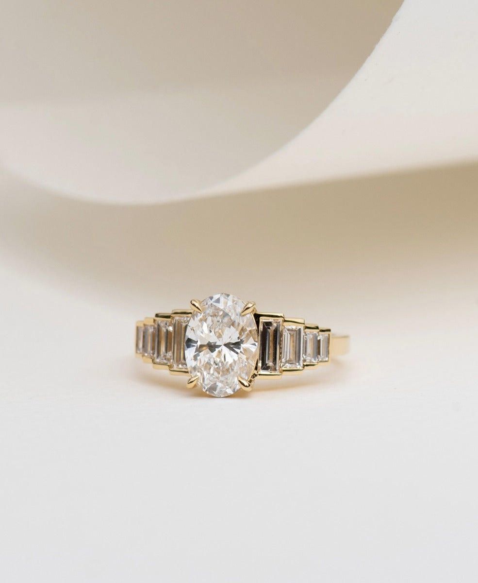 Fides Engagement Ring - 18k Yellow Gold, Oval Brilliant Cut Lab Grown Diamond 1.56 carat