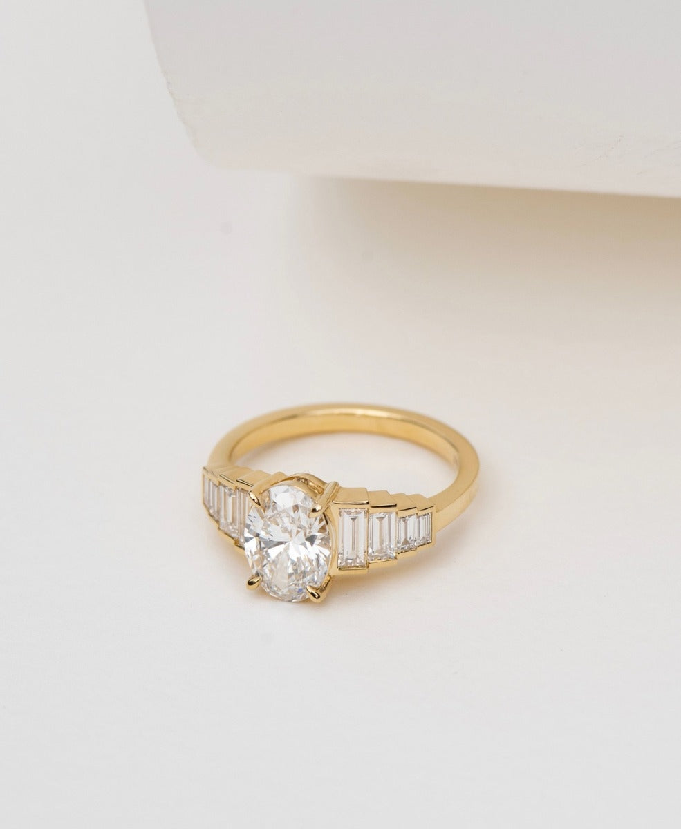 Fides Engagement Ring - 18k Yellow Gold, Oval Brilliant Cut Lab Grown Diamond 1.56 carat