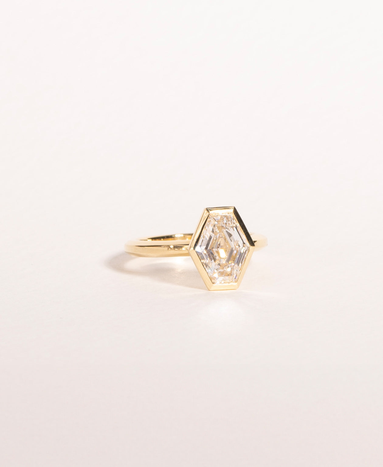 Frida Engagement Ring - 18k Yellow Gold, Elongated Hexagonal Step Cut Lab Grown Diamond 2.31 carat