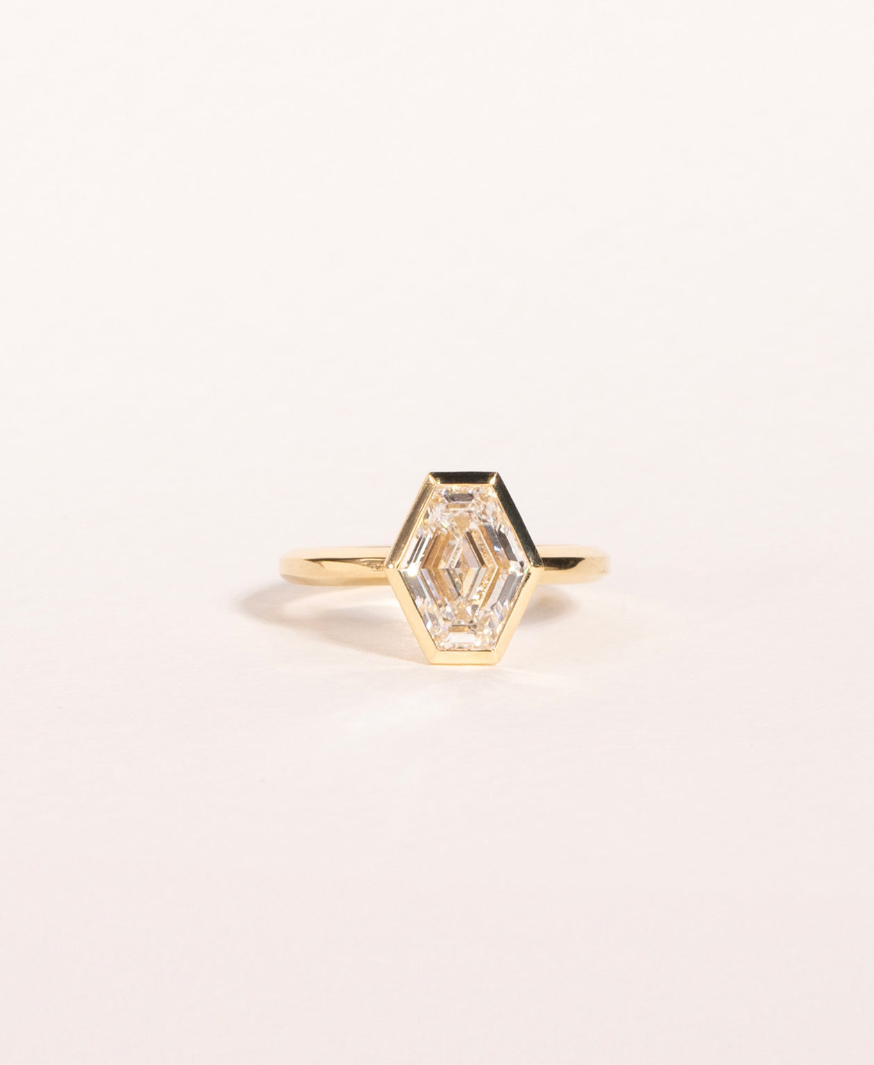 Frida Engagement Ring - 18k Yellow Gold, Elongated Hexagonal Step Cut Lab Grown Diamond 2.31 carat