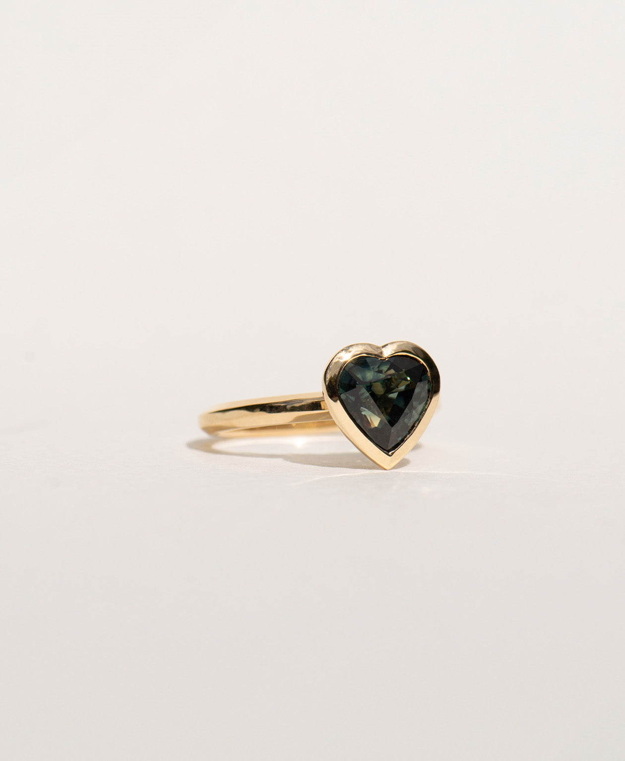 Frida Engagement Ring - 18k Yellow Gold, Heart Cut Green Sapphire 2.57 carat