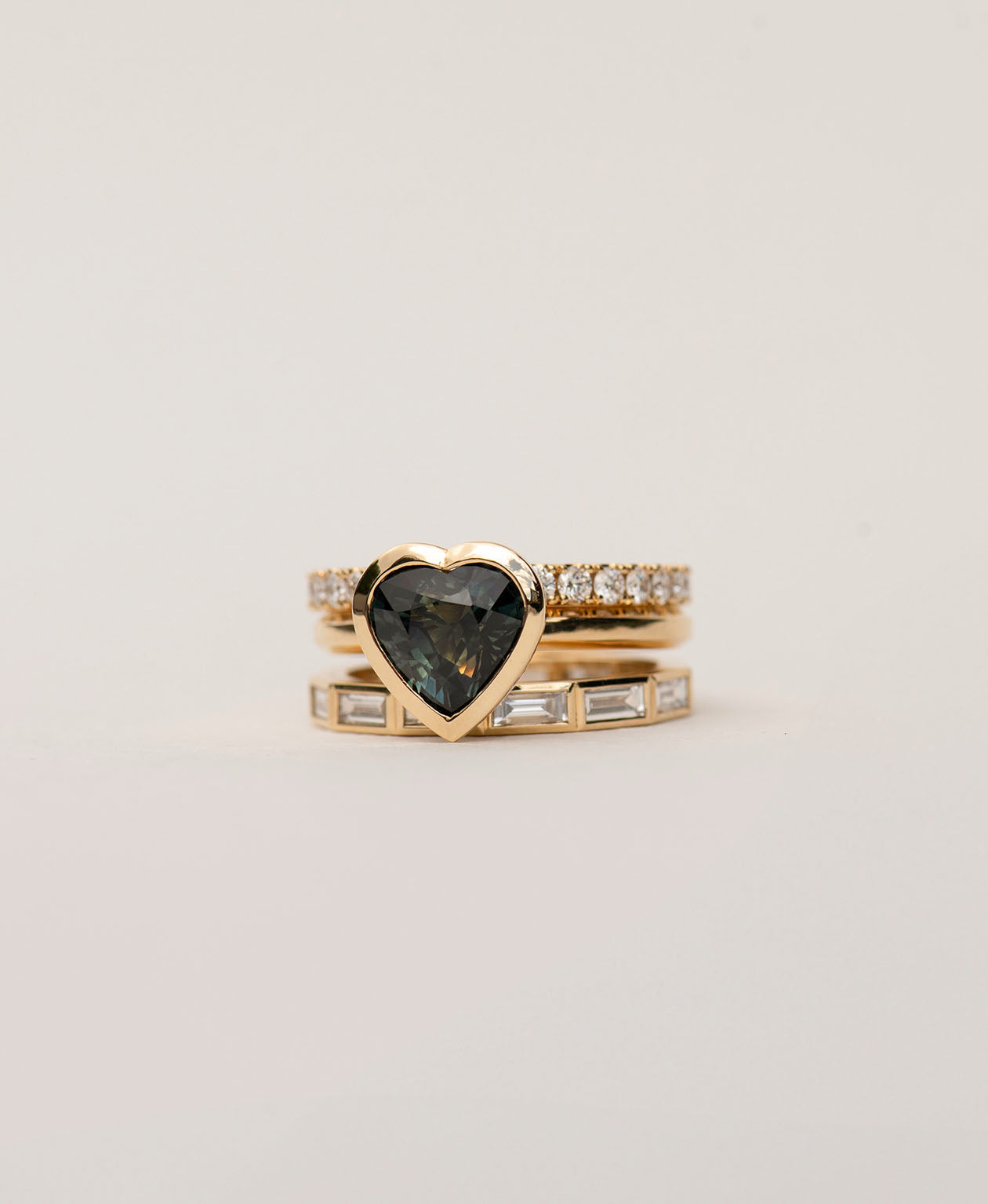 Frida Engagement Ring - 18k Yellow Gold, Heart Cut Green Sapphire 2.57 carat