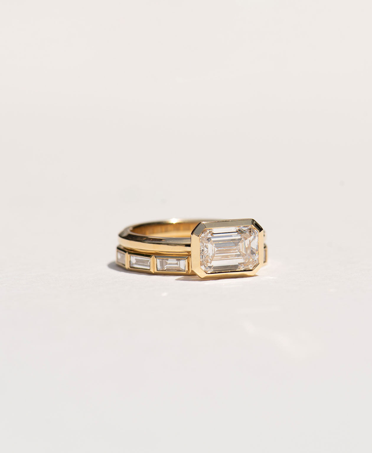 Frida Engagement Ring - 18k Yellow Gold, East West Emerald Cut Lab Grown Diamond 2.0 carat