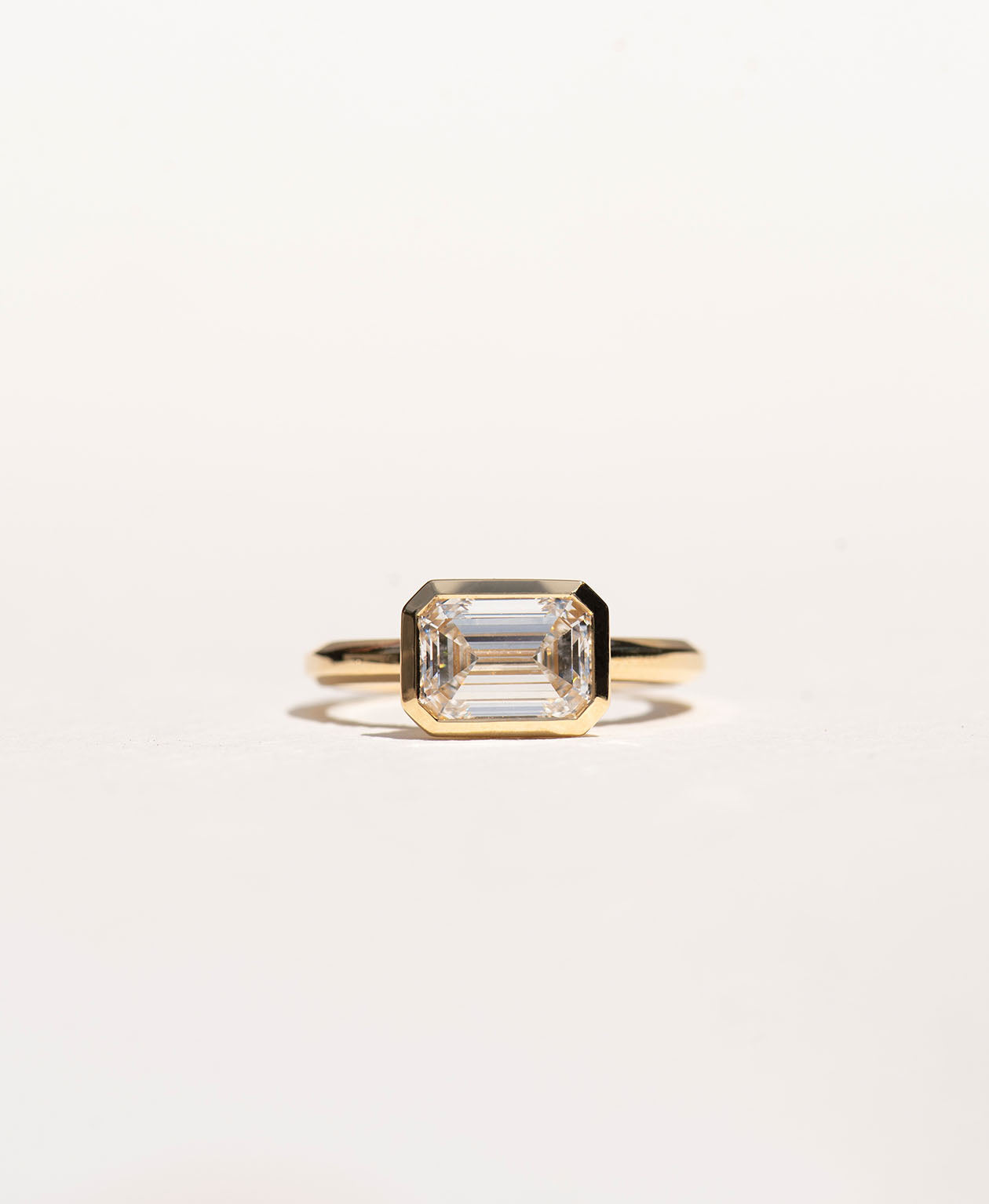 Frida Engagement Ring - 18k Yellow Gold, East West Emerald Cut Lab Grown Diamond 2.0 carat