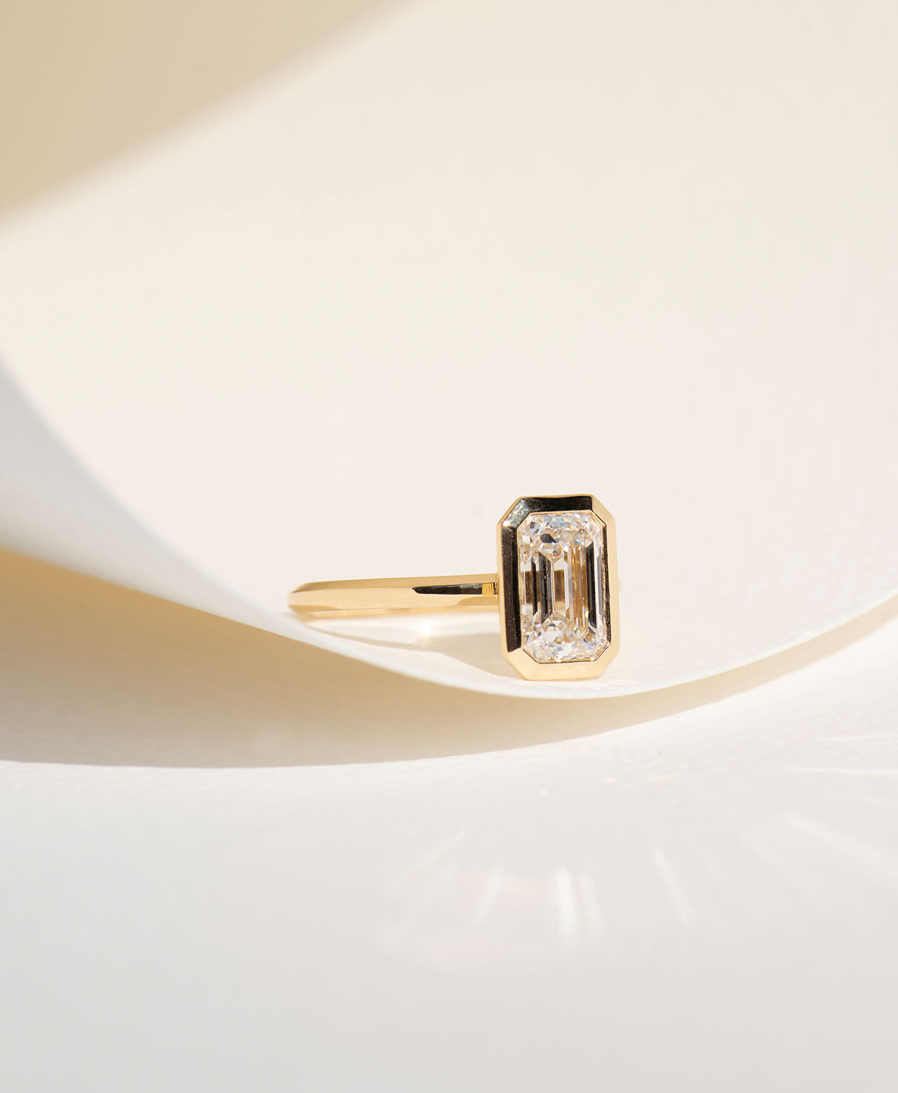 Frida Engagement Ring - 18k Yellow Gold, Emerald Cut Lab Grown Diamond 2.0 carat