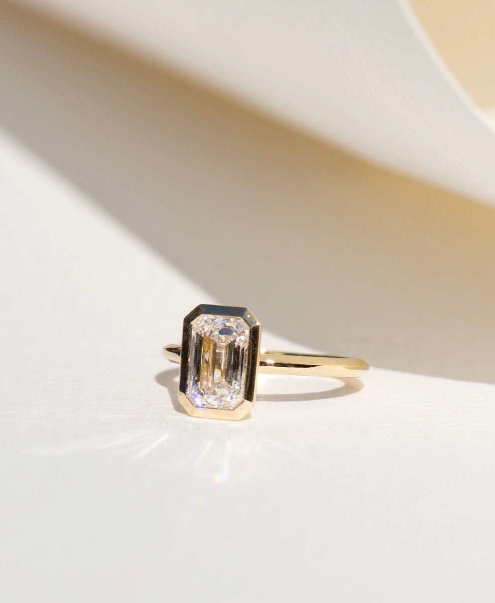 Frida Engagement Ring - 18k Yellow Gold, Emerald Cut Lab Grown Diamond 2.0 carat