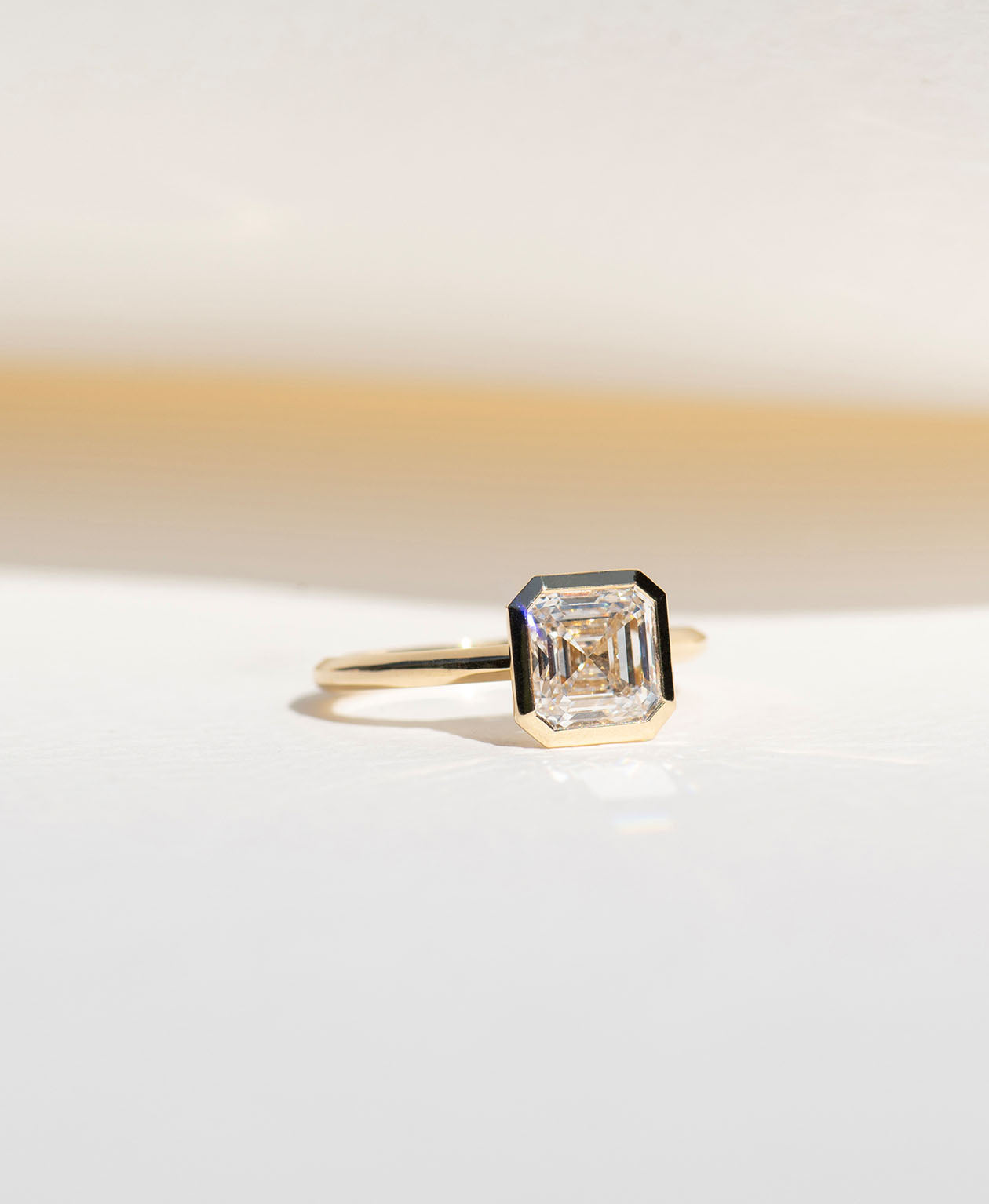 Frida Engagement Ring - 18k Yellow Gold, Asscher Cut Lab Grown Diamond 2.0 carat