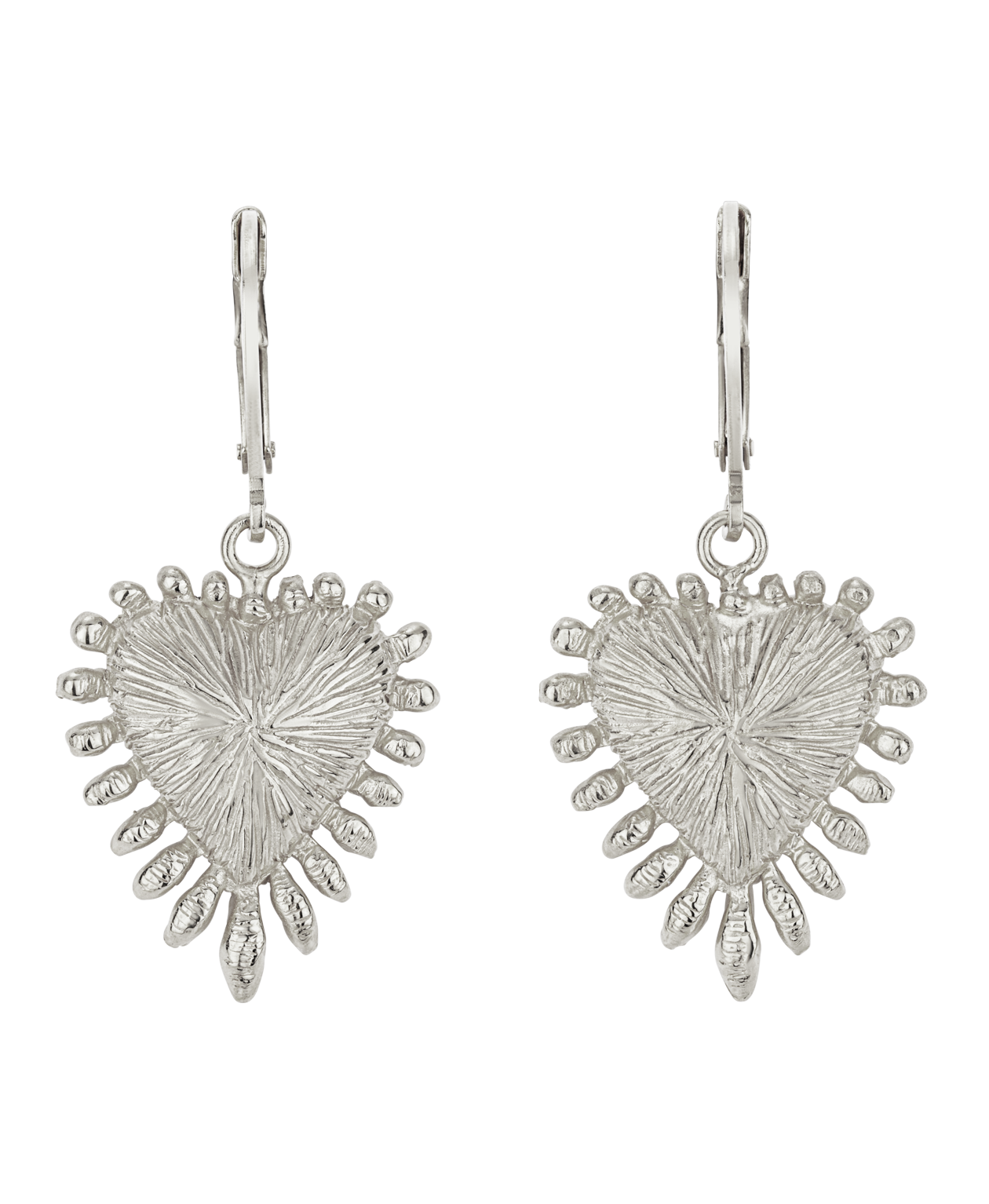 Heart Rays Earrings - 925 Sterling Silver