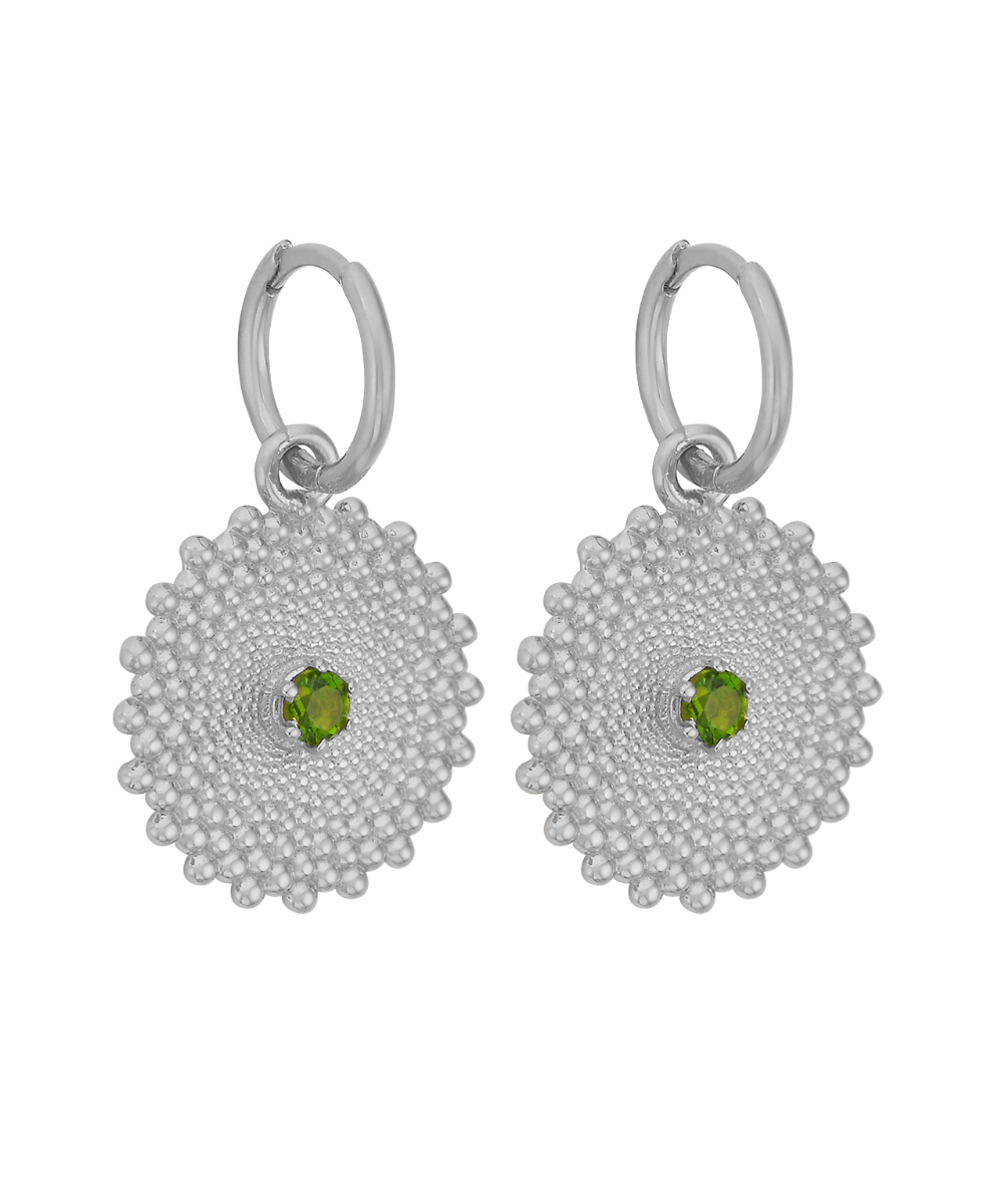 Helios Earrings - 925 Sterling Silver, Chrome Diopside